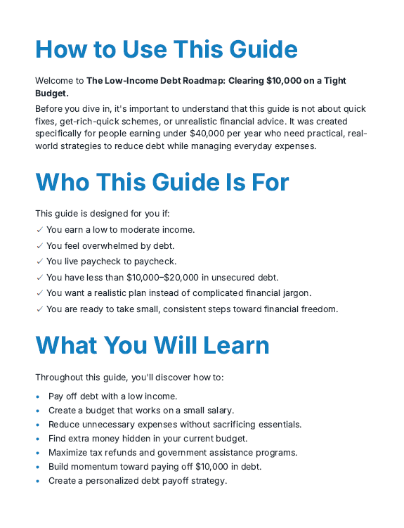 The Low-Income Debt Roadmap: How to Pay Off $10,000 in Debt on a Tight Budget