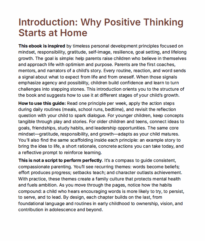 Raising Positive Thinkers: A Parent's Guide to Building Confidence, Character & Success